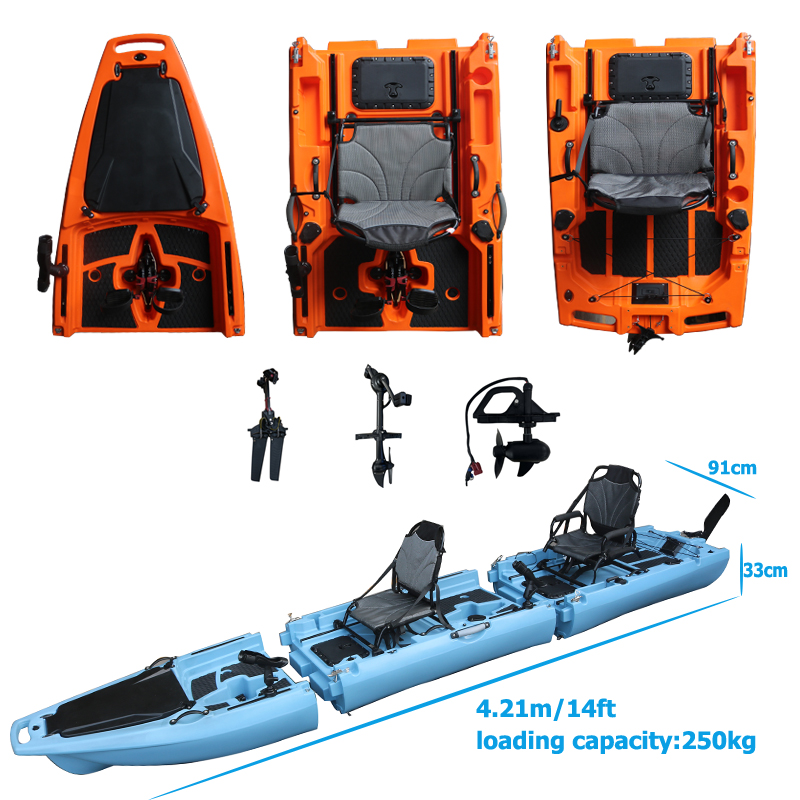 Fishing Kayak Seat - 14FT 2-Personen Abnehmbares Pedal-Kajak Sit-On-Top Doppelsitze
