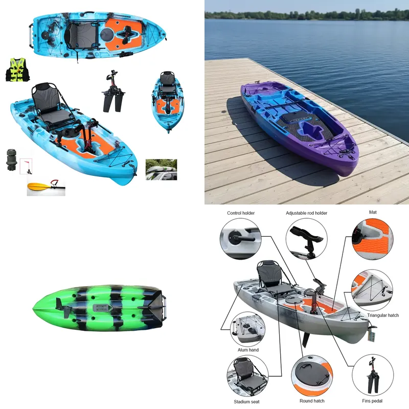 Fishing Kayak Pedal Drive - Vicking Ocean Einzel-Sit-On-Top-Kajak mit HDPE-Kunststoffrumpf, Klappe,